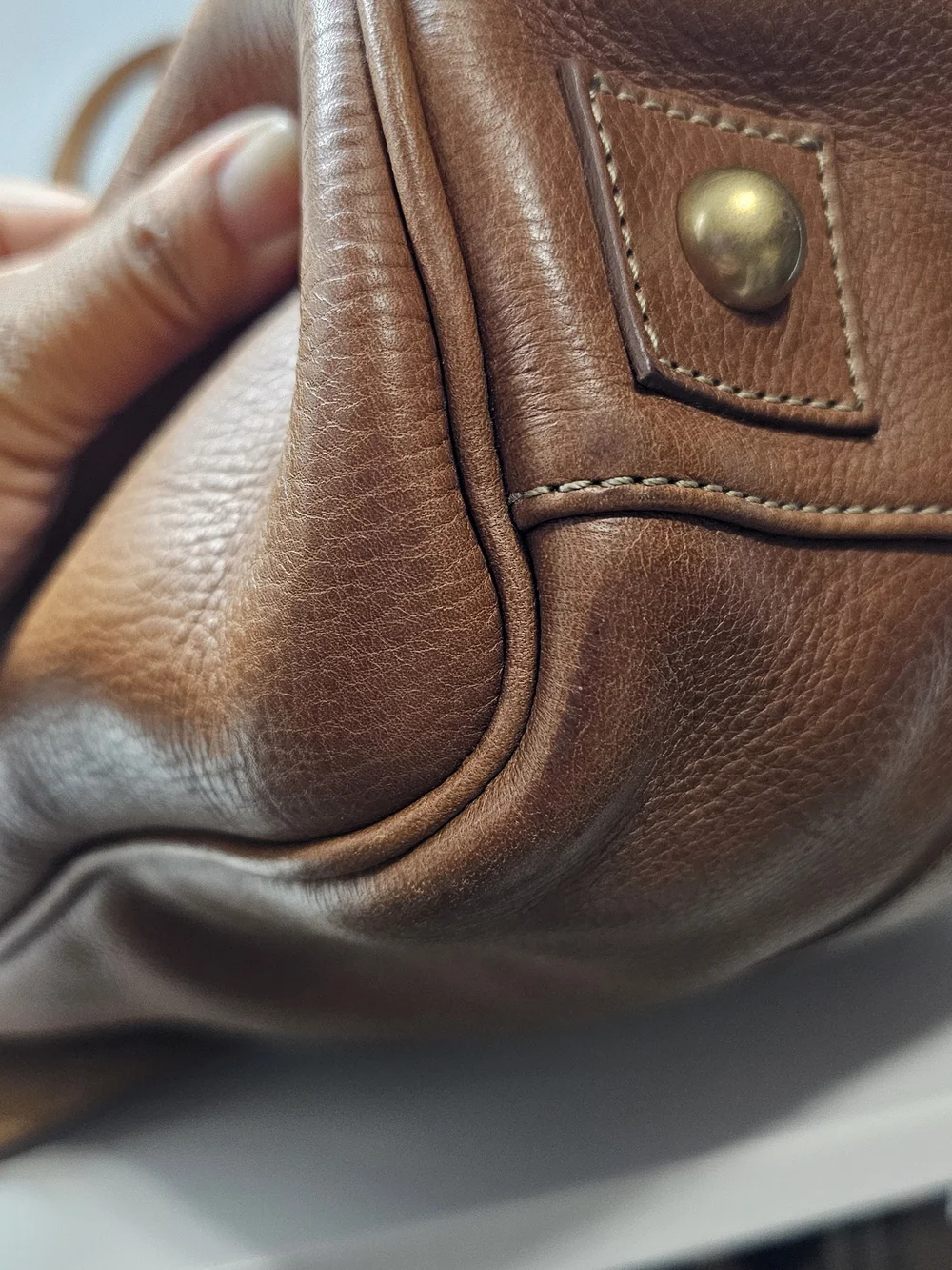 Mulberry Brown Leather Duffel Bag with Gold Hardware